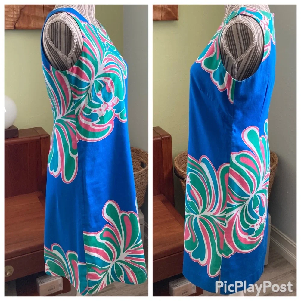 &Lilly Pulitzer Stephanie Shift Style#86273 Novelty Big Bang print Brewster Blue - Picture 2 of 16